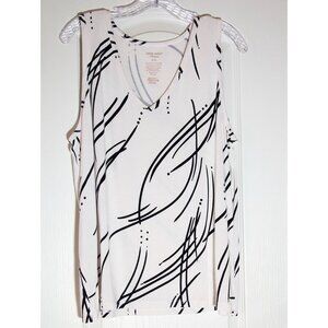 Nine West Women's Black & White Soft Spun V-Neck Knit Tank Top Size XXL